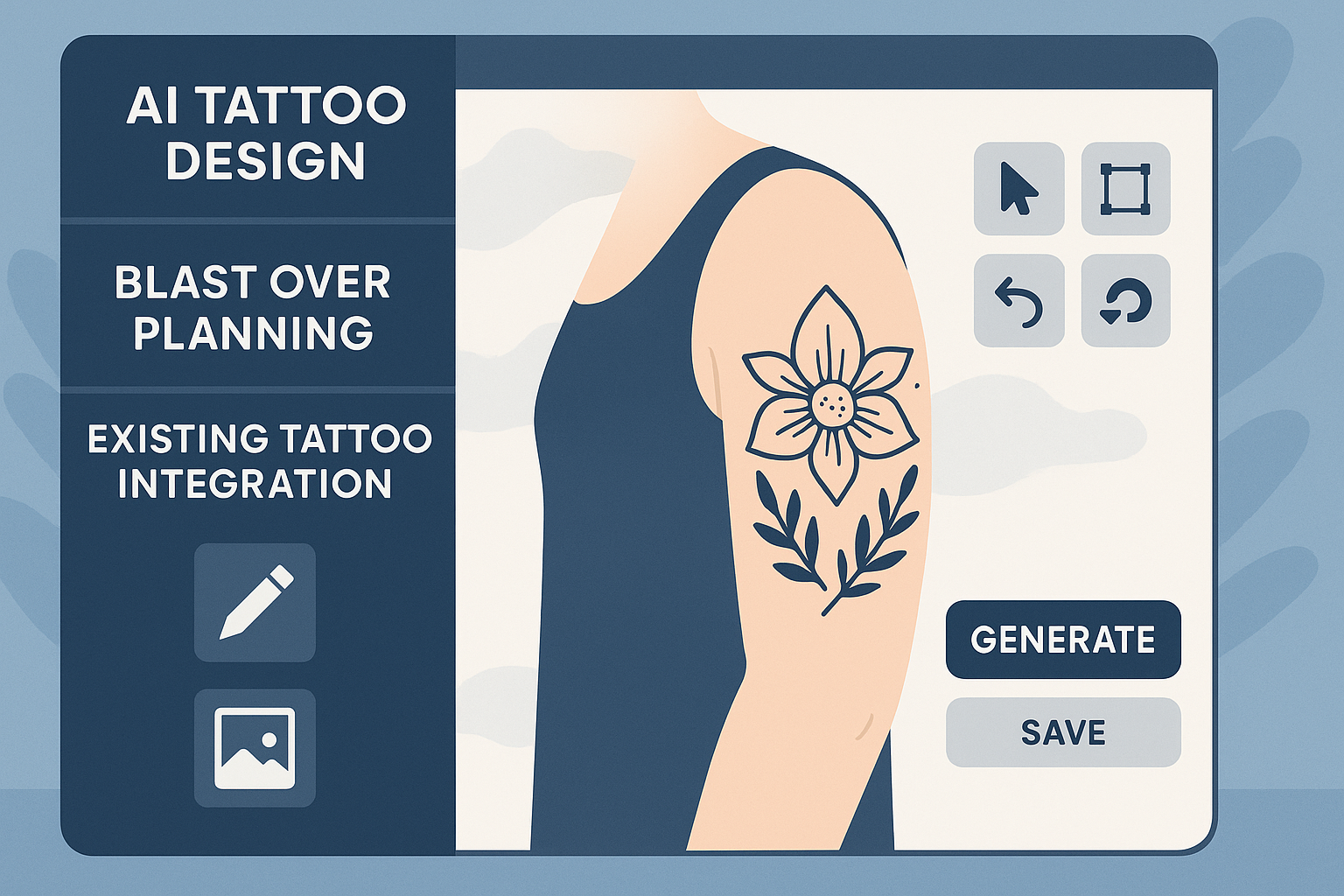 Tattoo Generator IQ blast over design interface