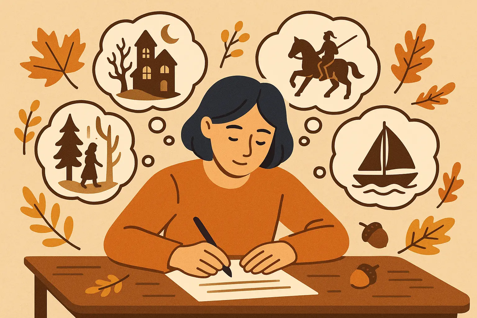 Person writing thanksgiving stories with AI assistance