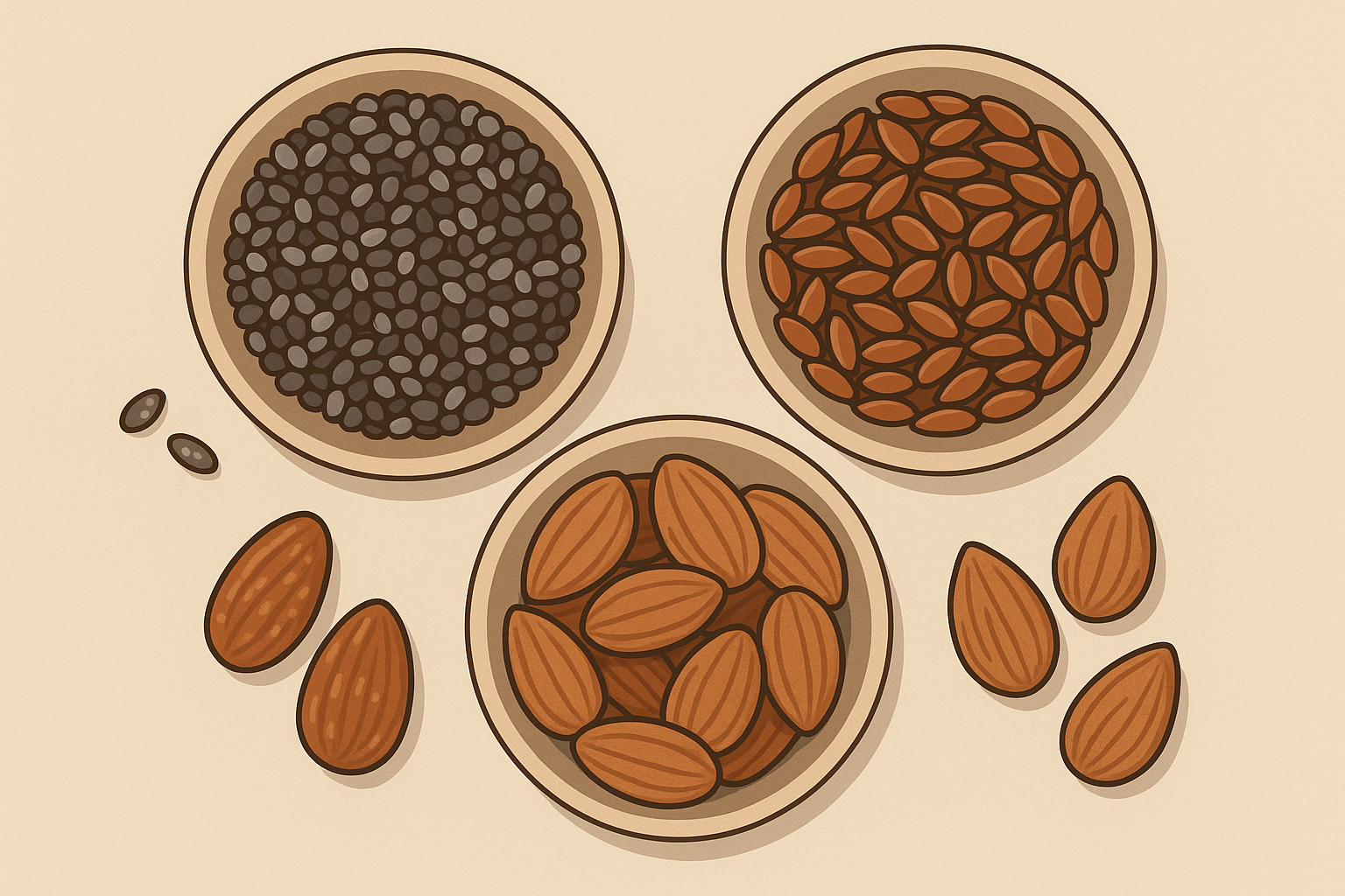 Various seeds and nuts high in fiber