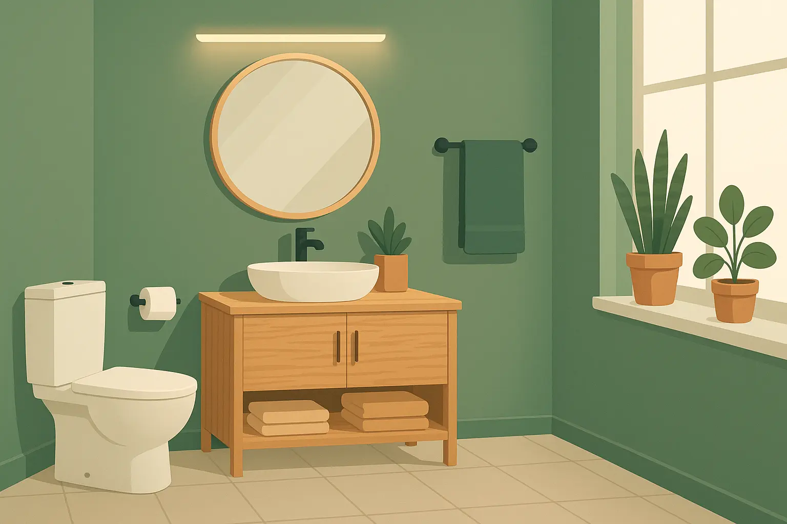 Green bathroom design with eco-friendly features