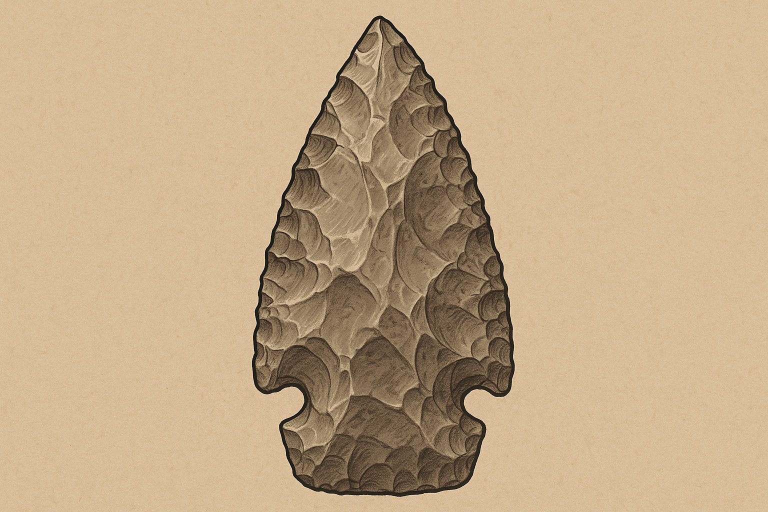 Chipped flint arrowhead tattoo design