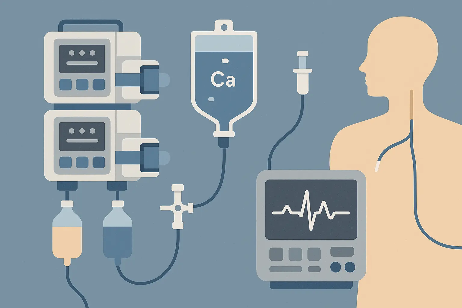 Emergency calcium administration setup