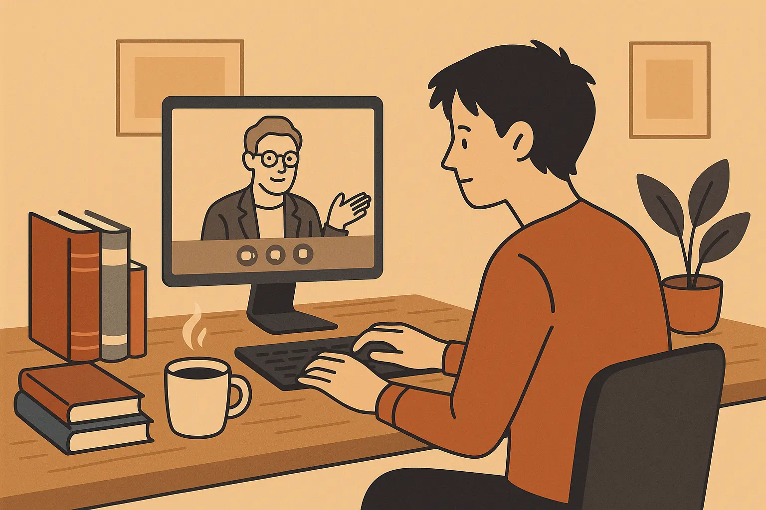 Low-residency program student working independently