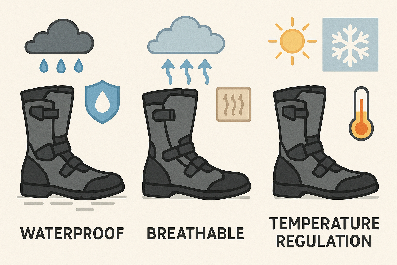 Weather-adaptive motorcycle shoe technology