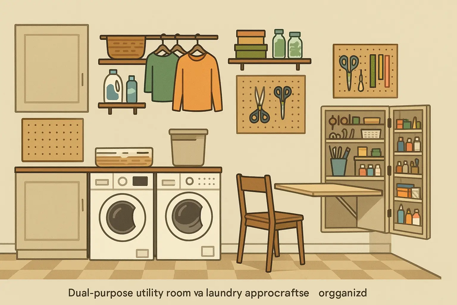 Multi-functional utility room with craft storage and laundry facilities