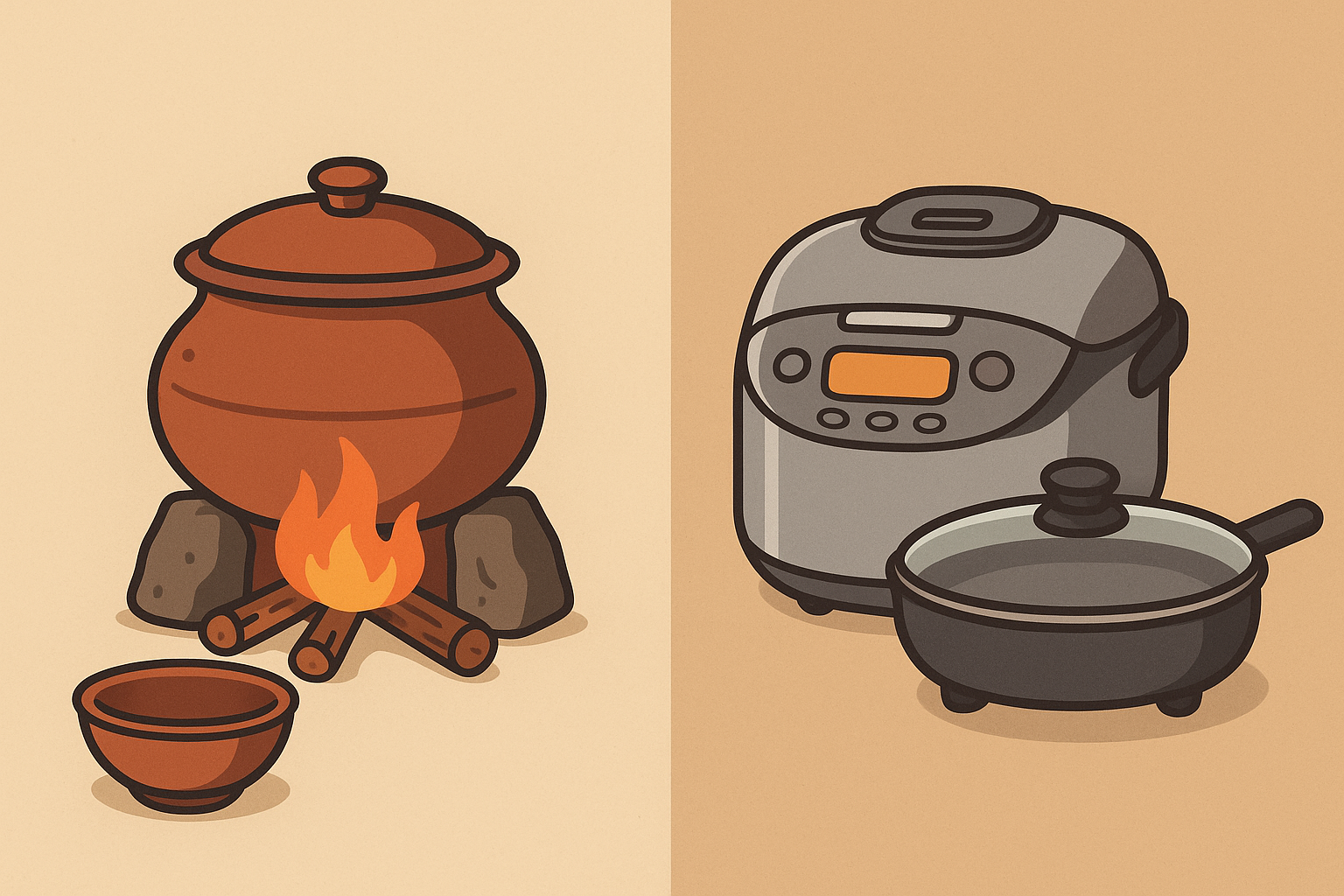 Traditional clay pot cooking methods for Mexican rice