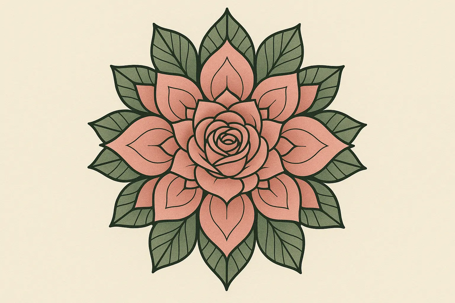 Rose mandala tattoo design for heart chakra healing
