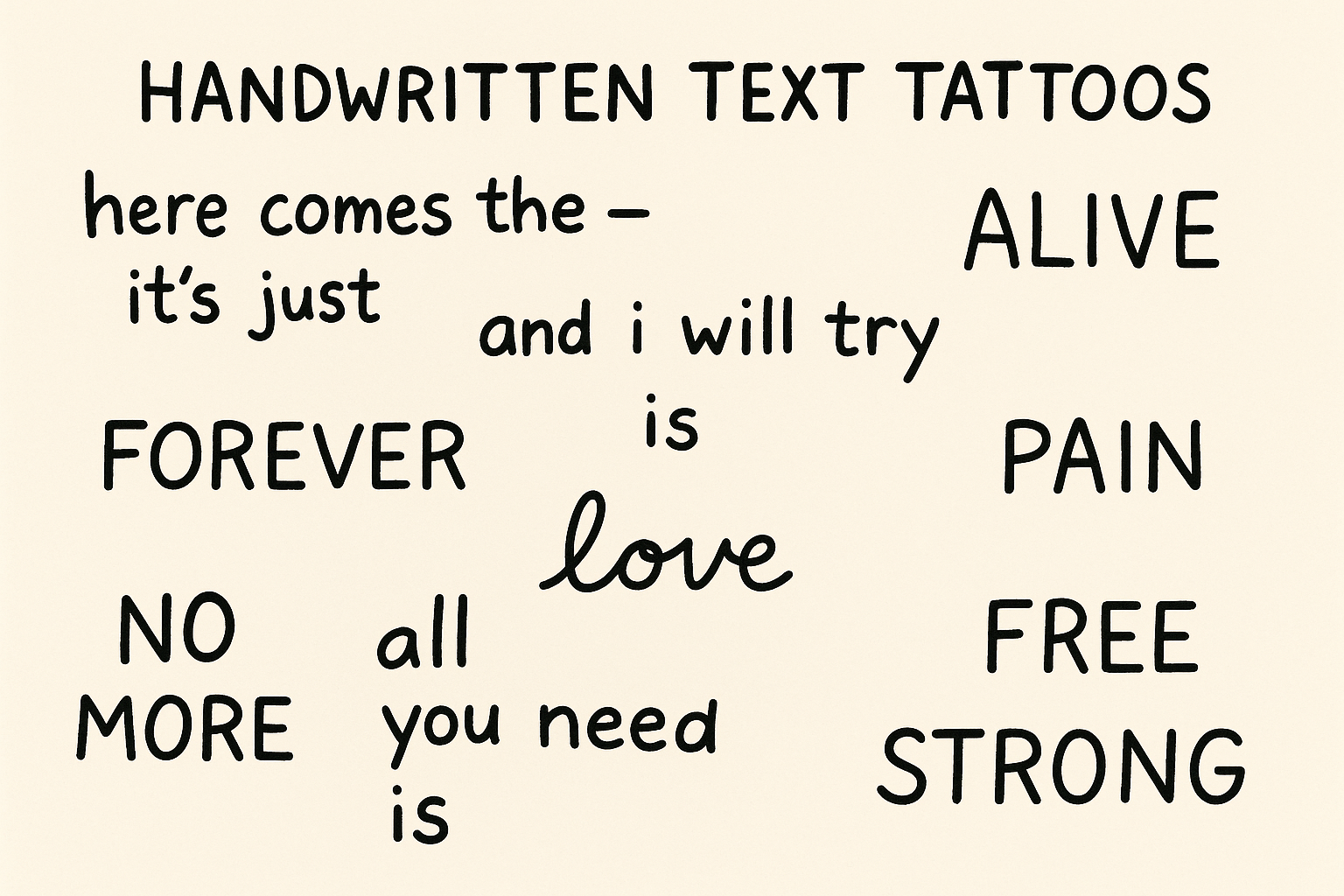 Text and typography ignorant style tattoo designs
