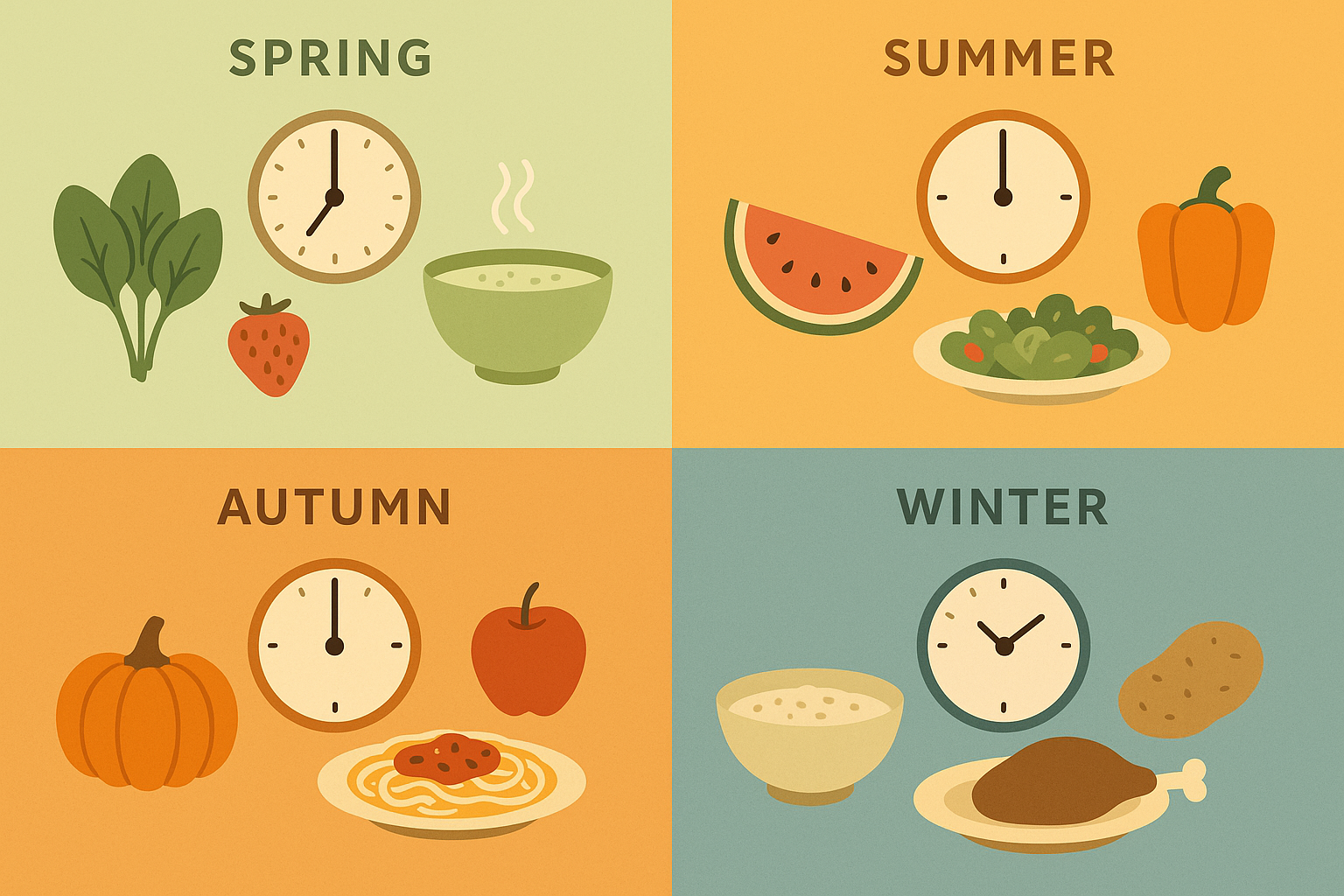 Seasonal meal timing and food choices