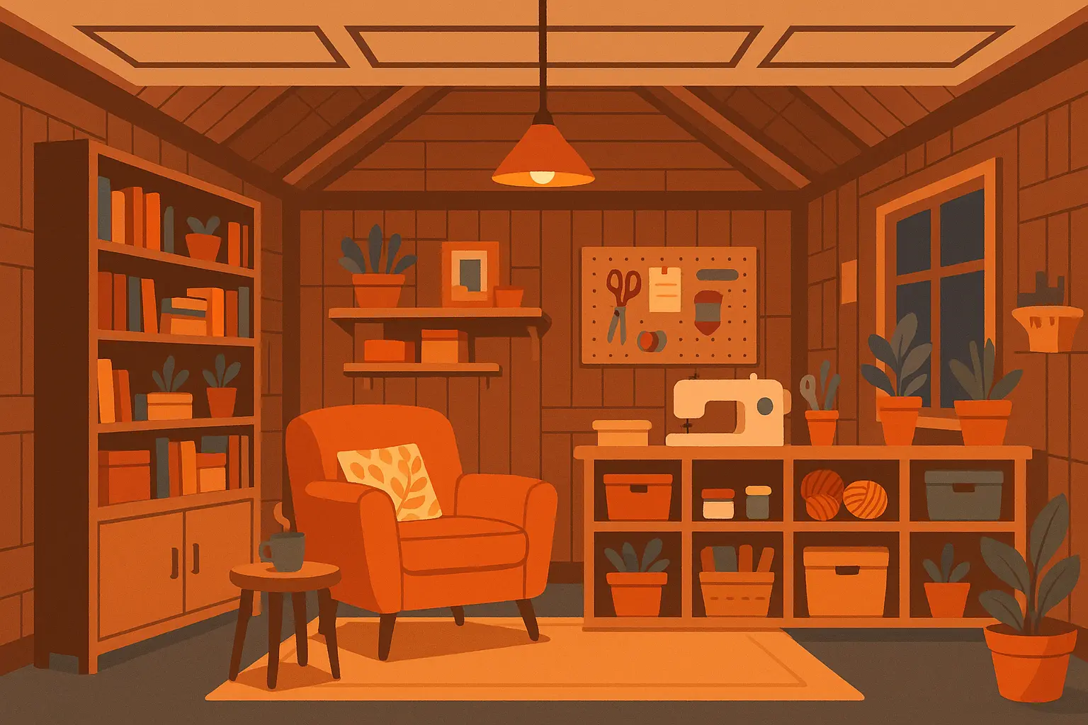 She shed retreat space with comfortable seating