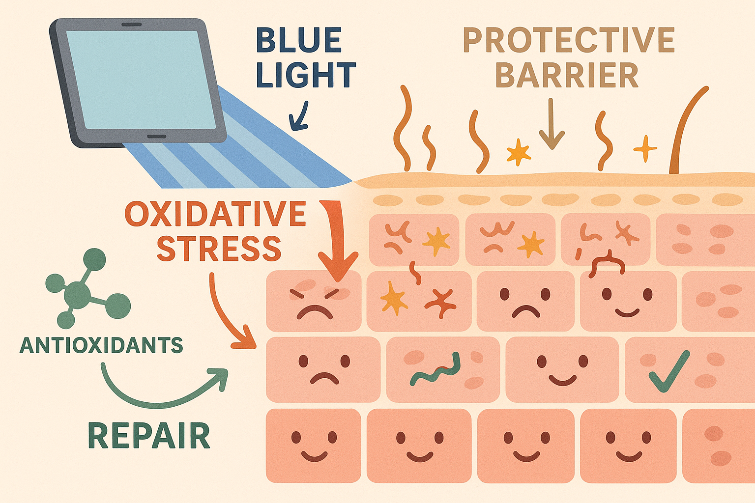 Digital device blue light skin damage