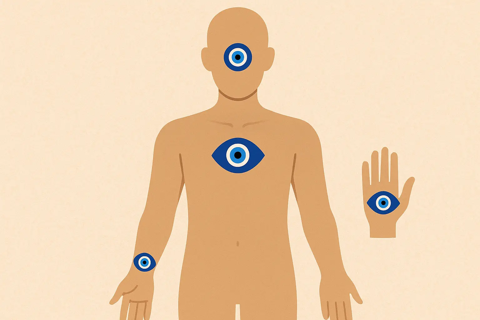 Different evil eye tattoo placements on body