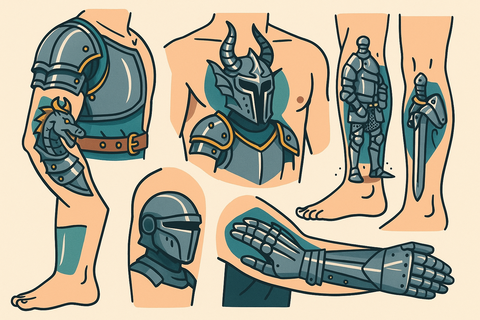 Epic armor tattoo designs showcase