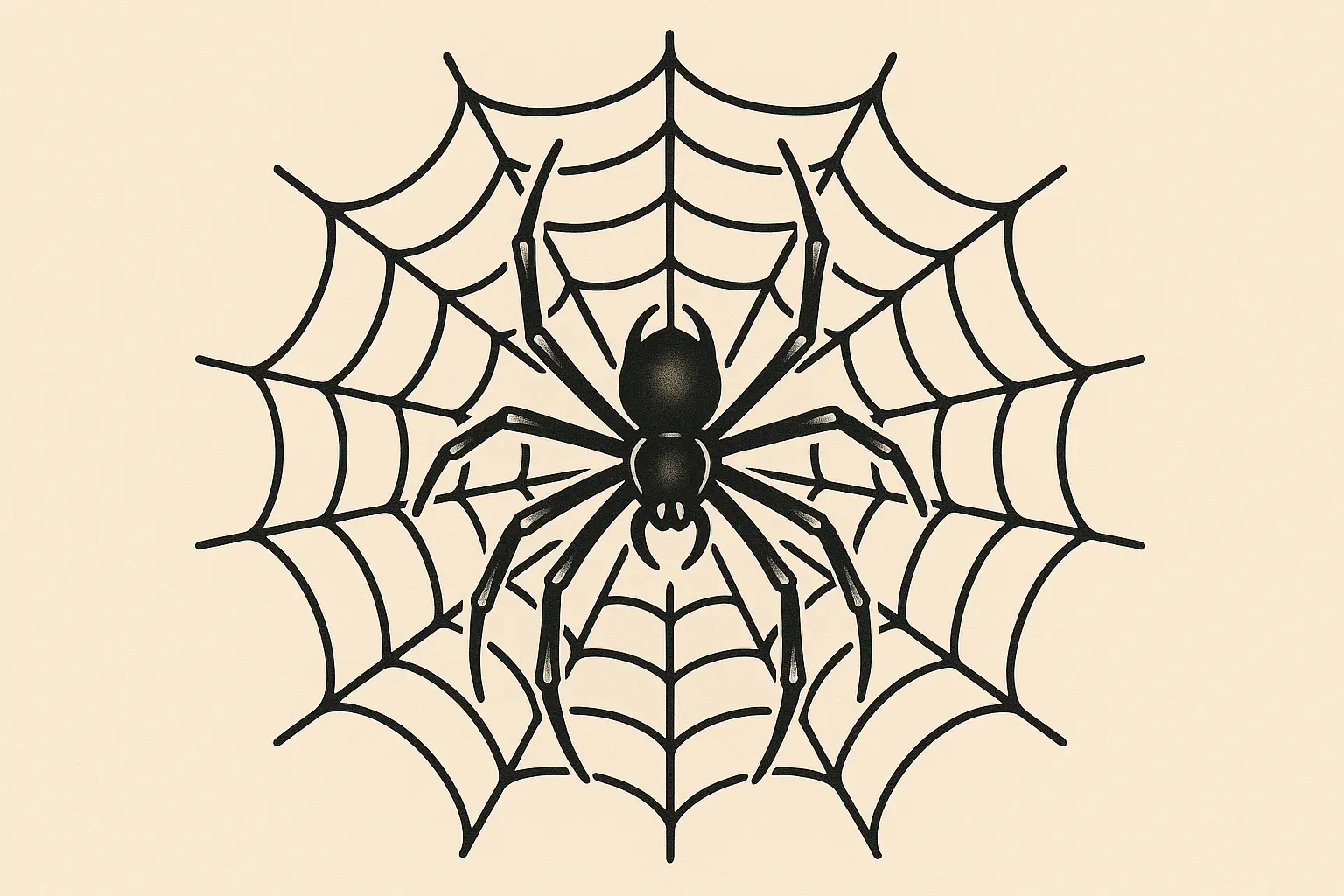 Spider web tattoo with spider detail