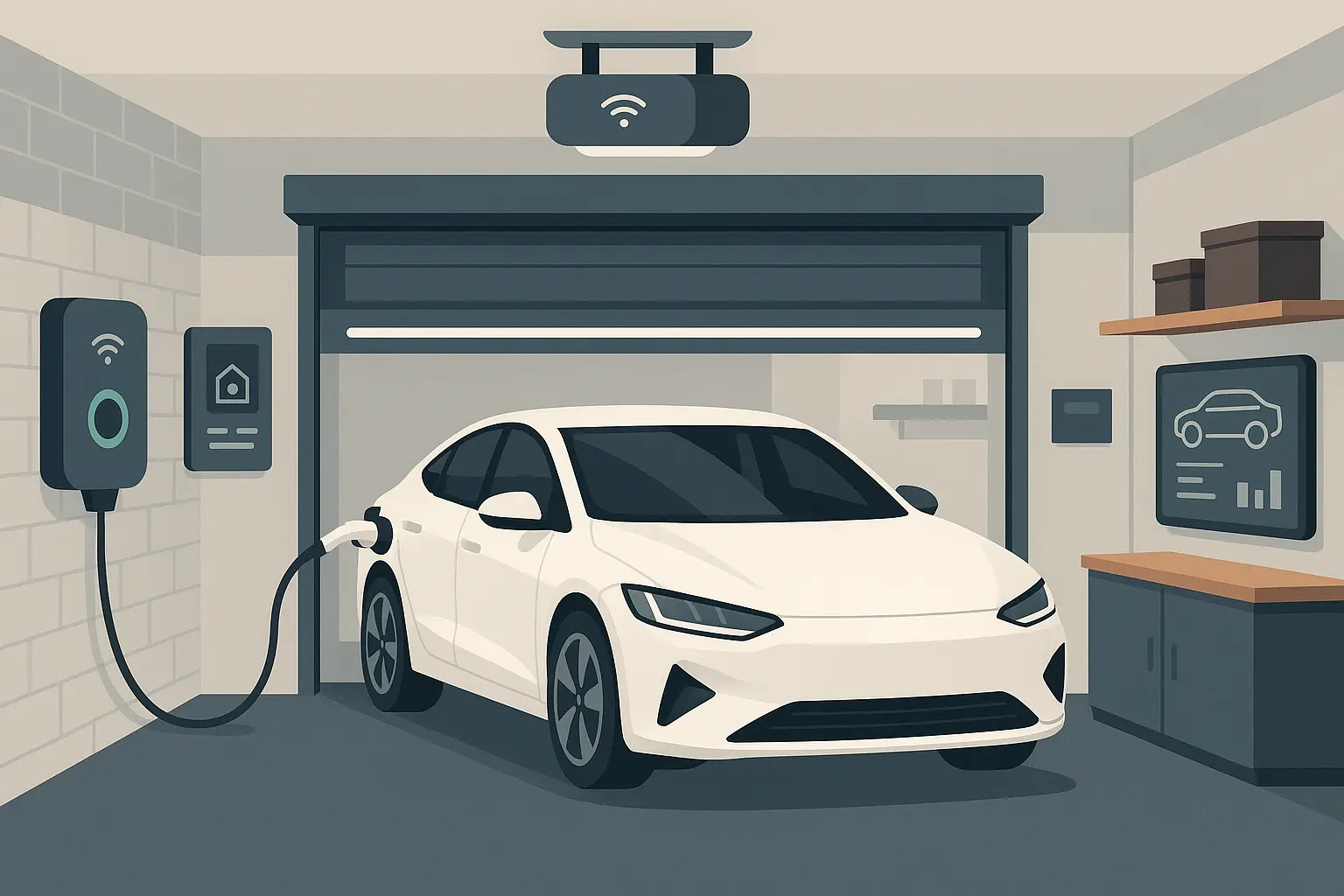 Smart garage with EV charging station