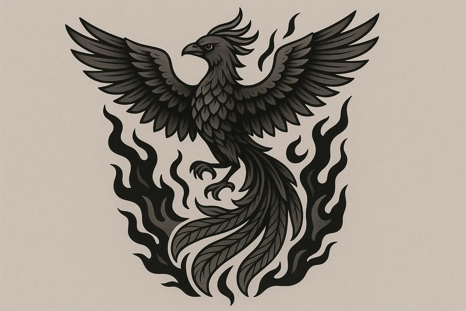 Phoenix rebirth spine tattoo design