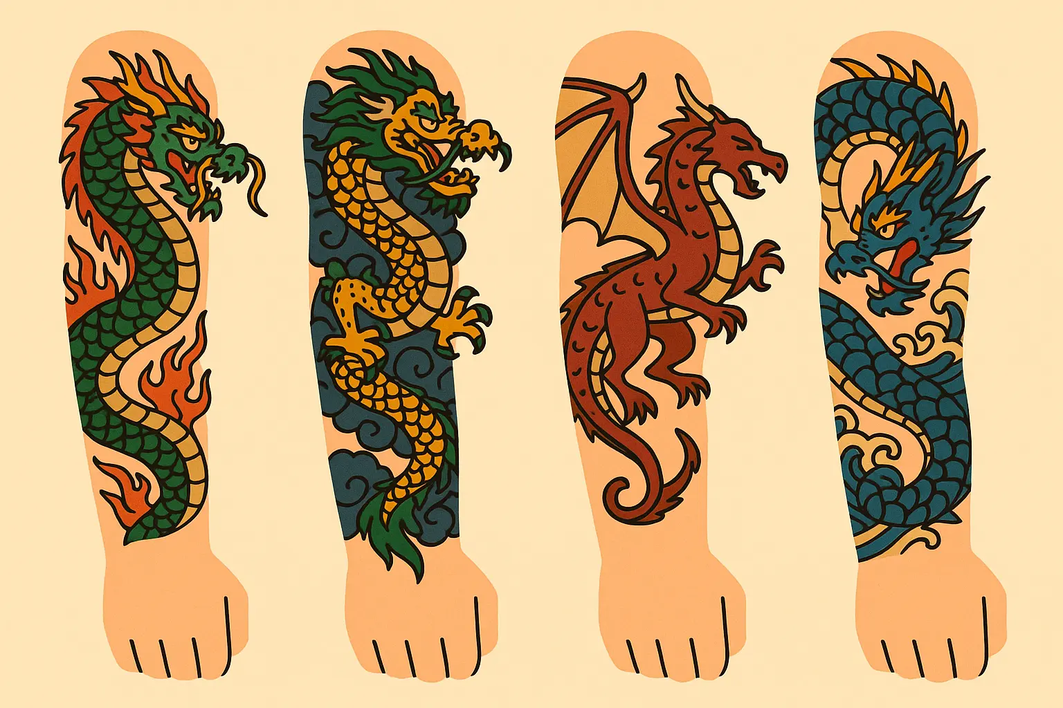 25 Top Dragon Sleeve Tattoos That Will Transform Your Arm Into a Masterpiece