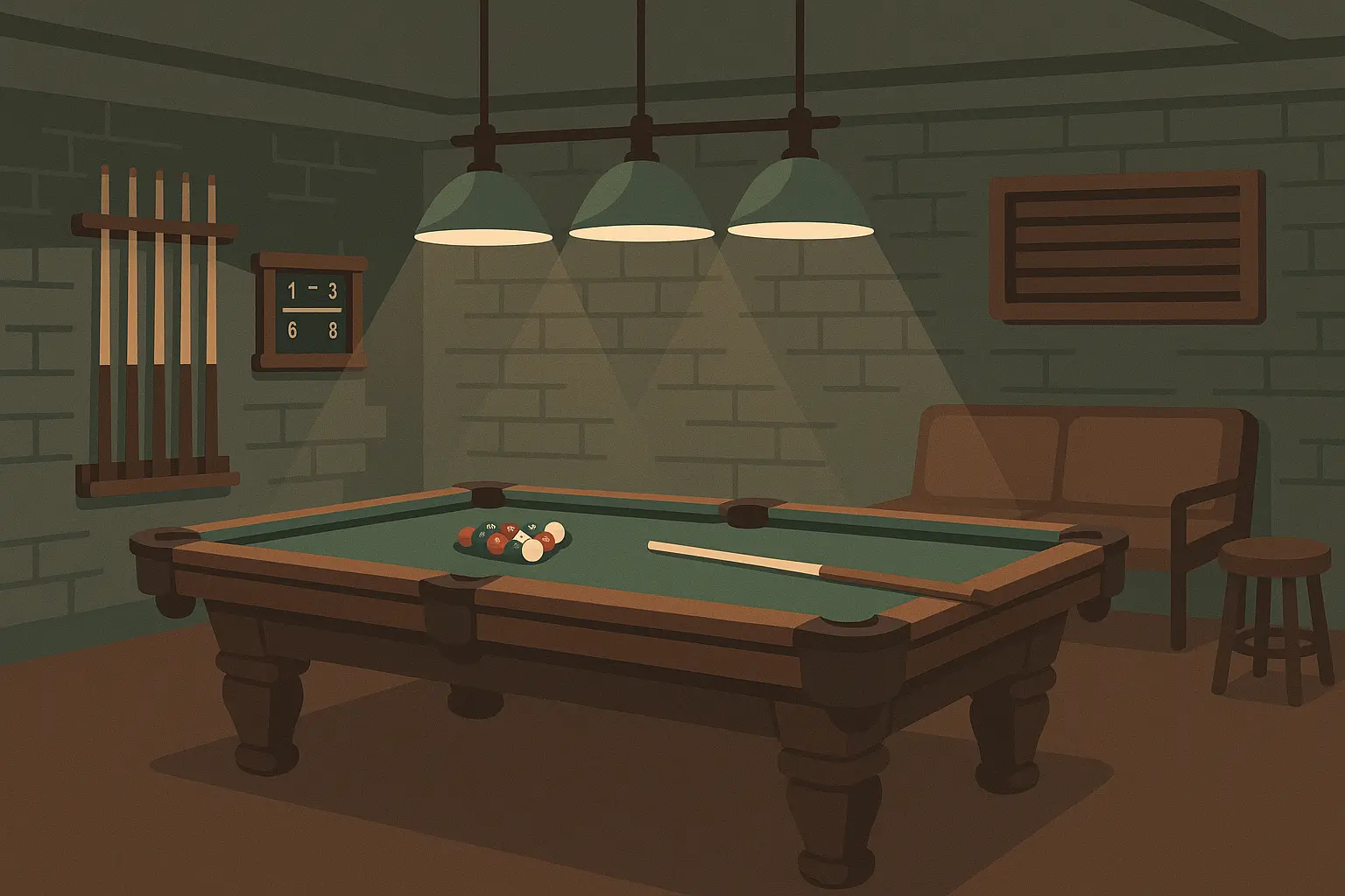 Professional pool hall setup