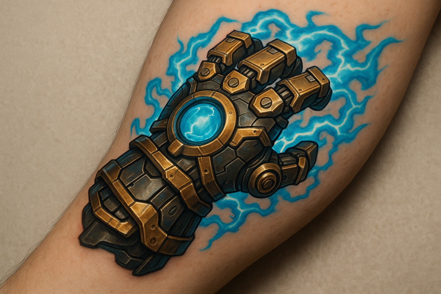 Vi's hextech gauntlets tattoo design
