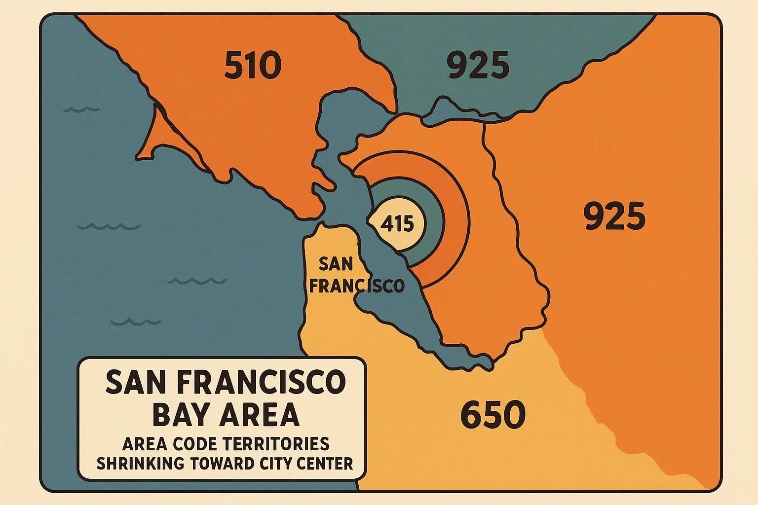 San Francisco area code evolution map