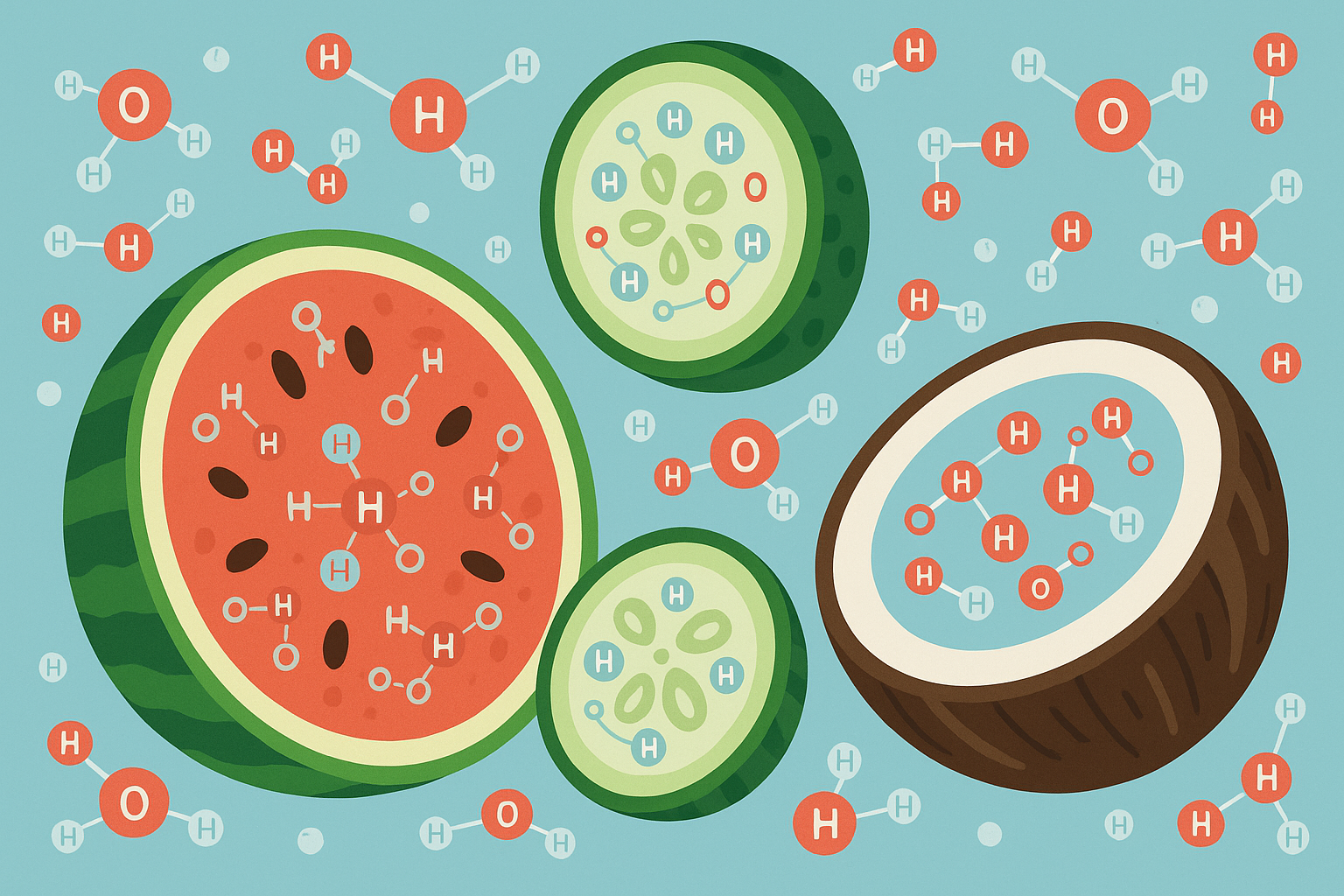 Structured water foods for summer cooling