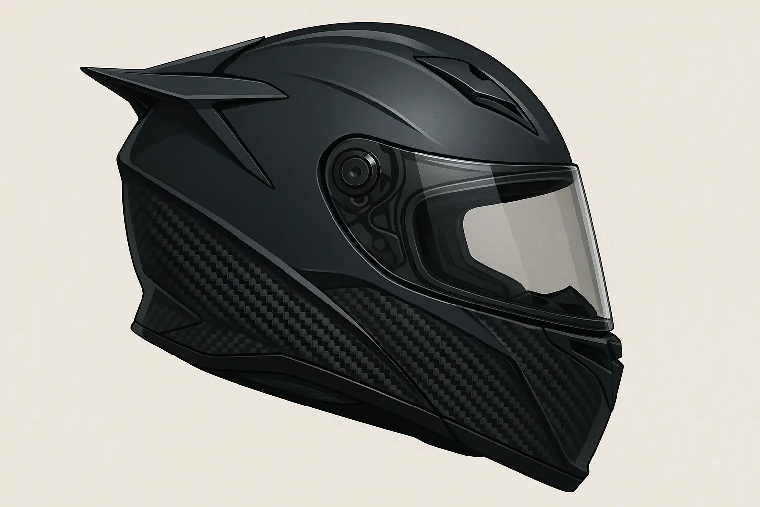 High-tech racing motorcycle helmet with aerodynamic features