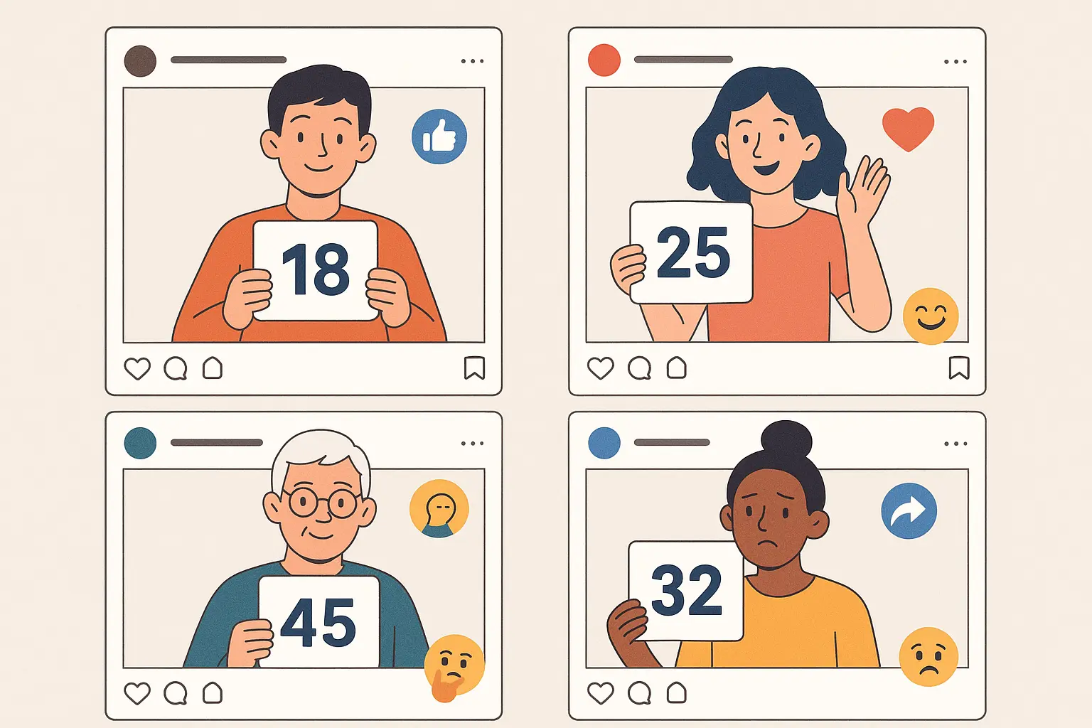 Social media mental age test sharing