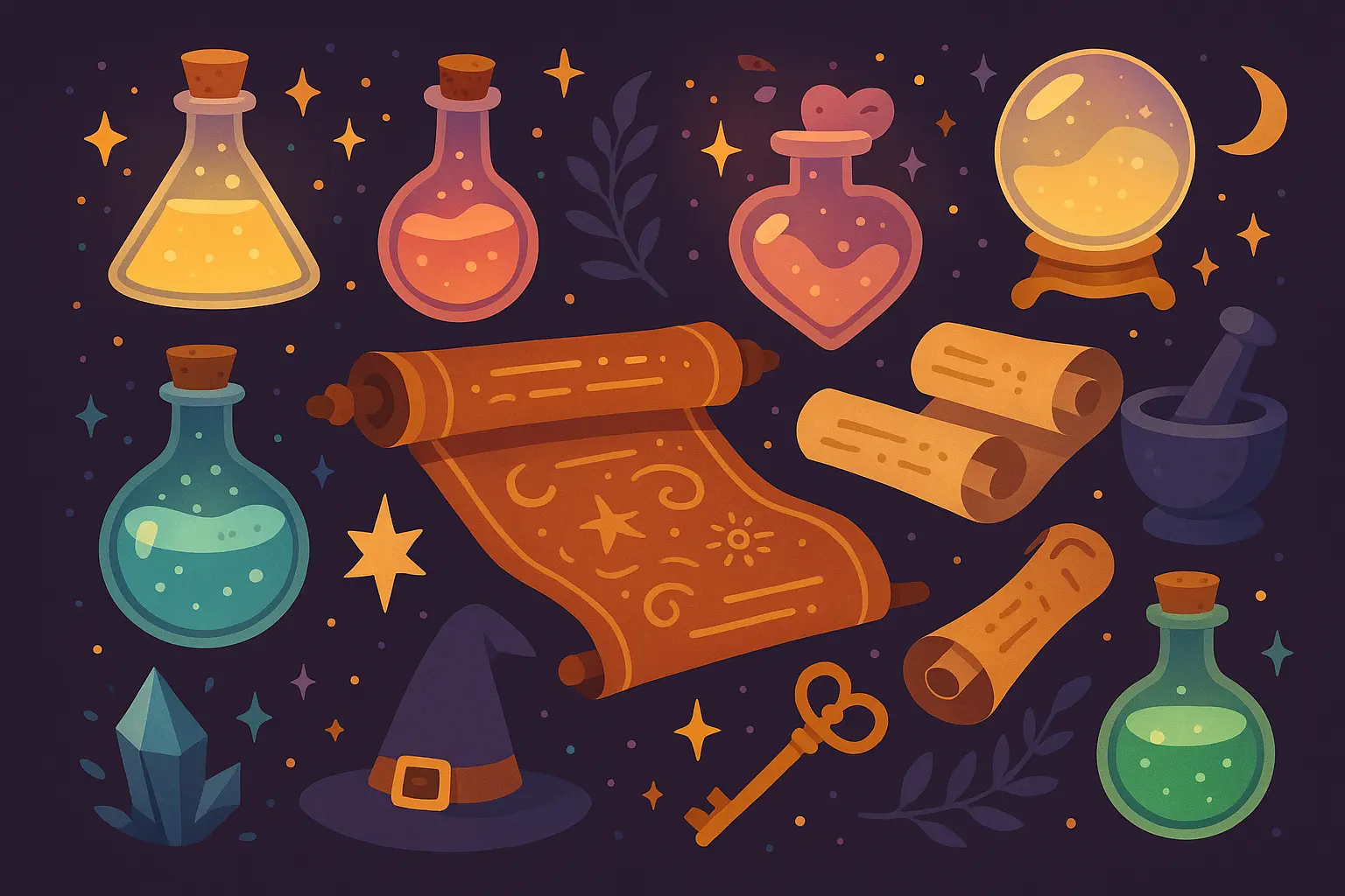 Fantasy muscle transformation with magical elements