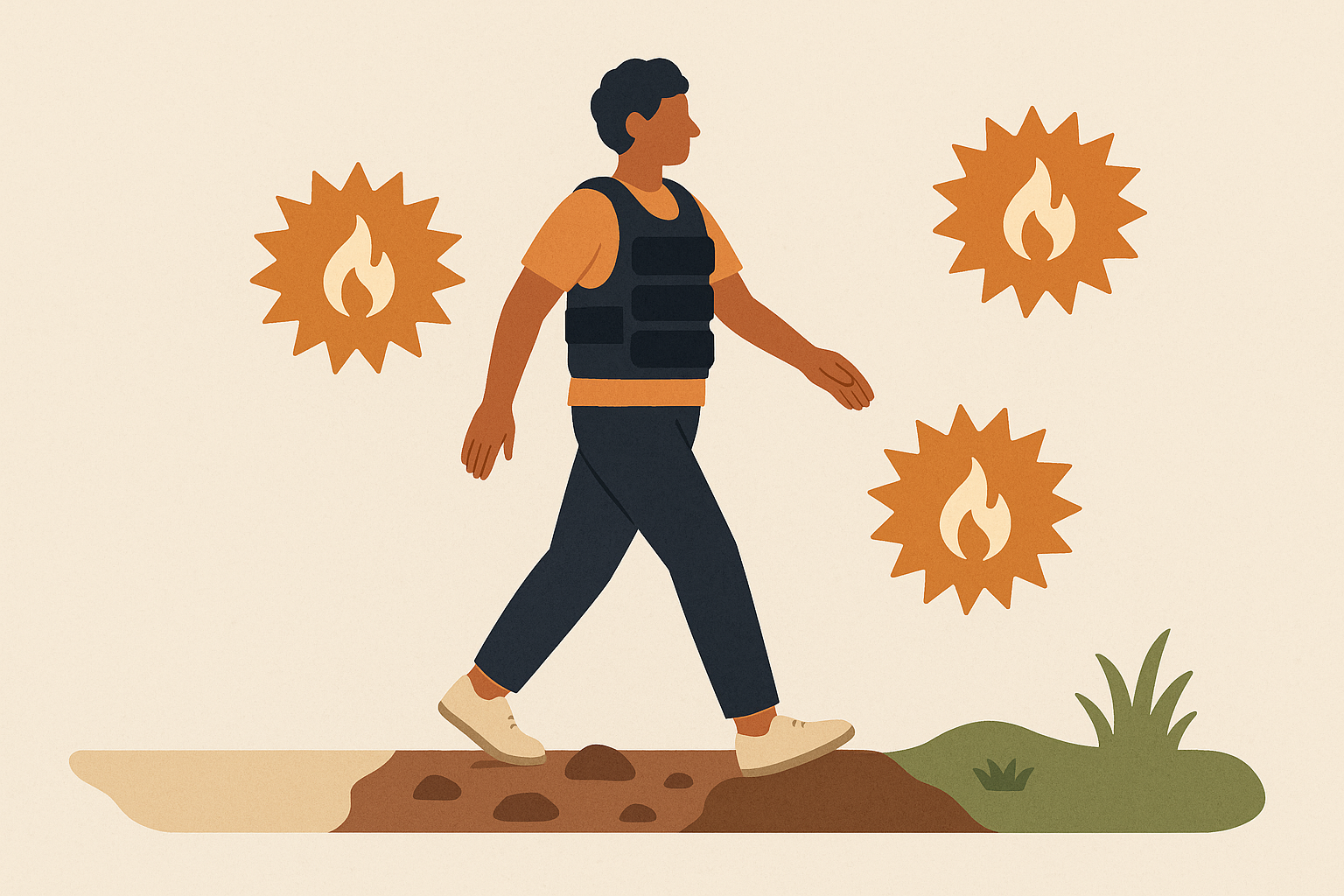 Person walking with weighted vest
