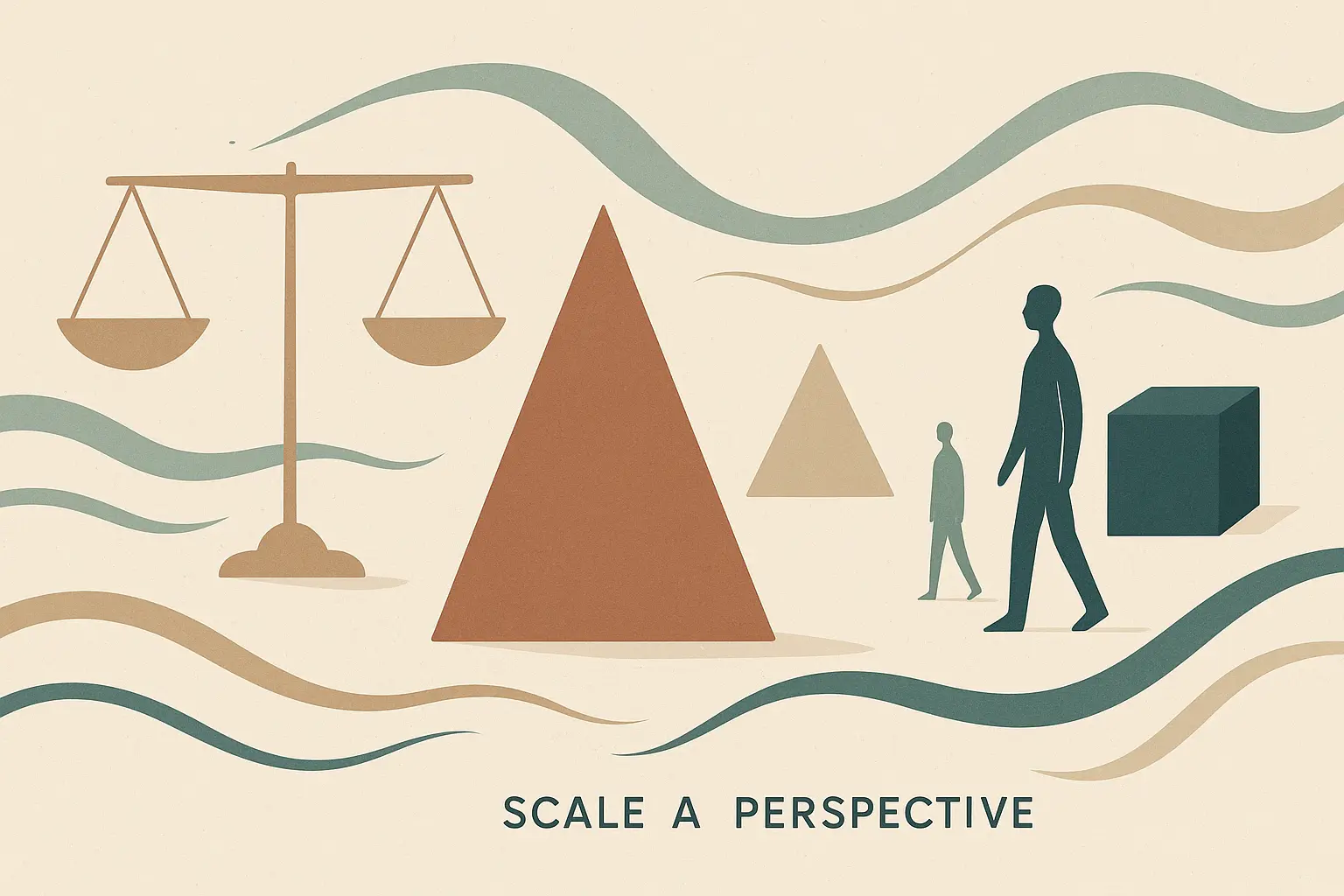 Abstract artistic representation of fragmented perspectives and scale