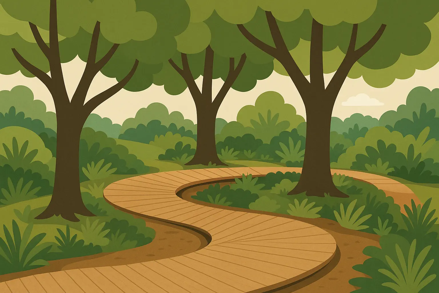 Curved organic deck design