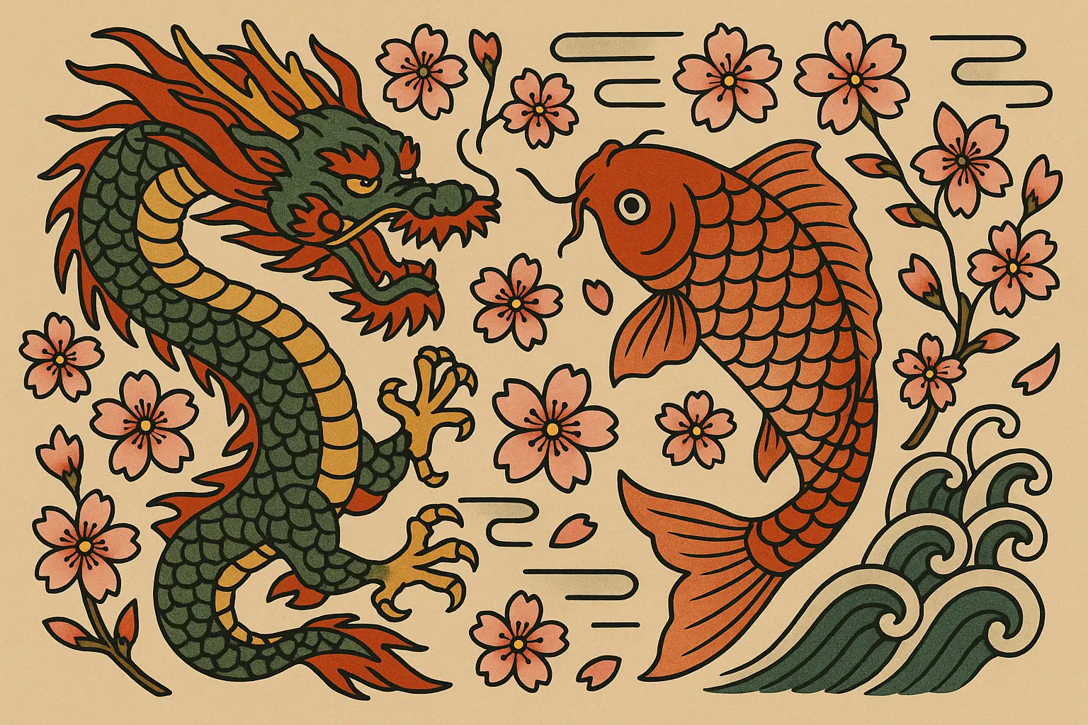 Japanese traditional irezumi patchwork collection
