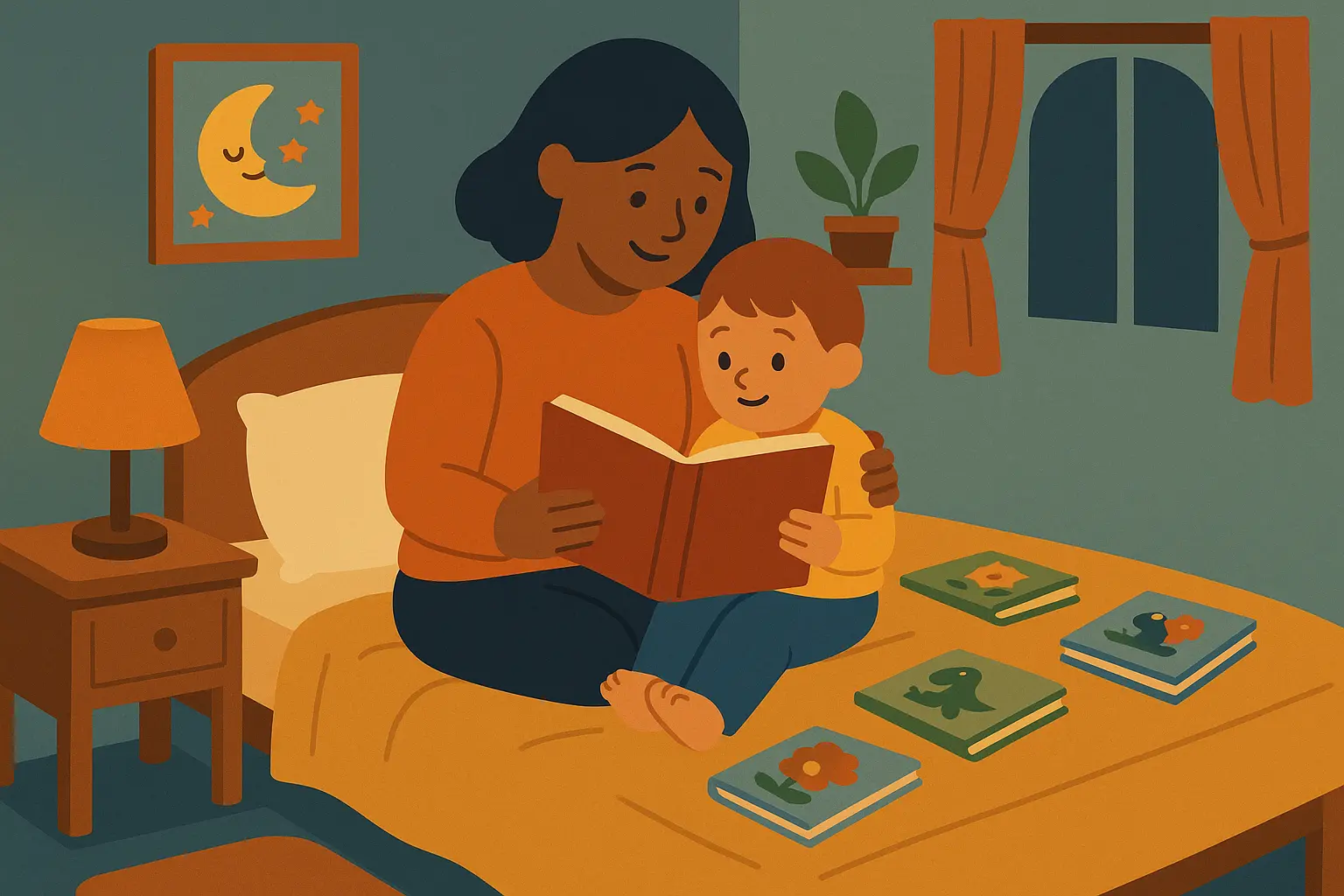 Parent reading nursery stories to child