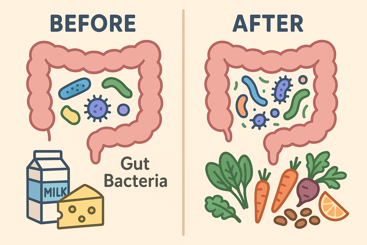 Gut bacteria transformation during dairy elimination
