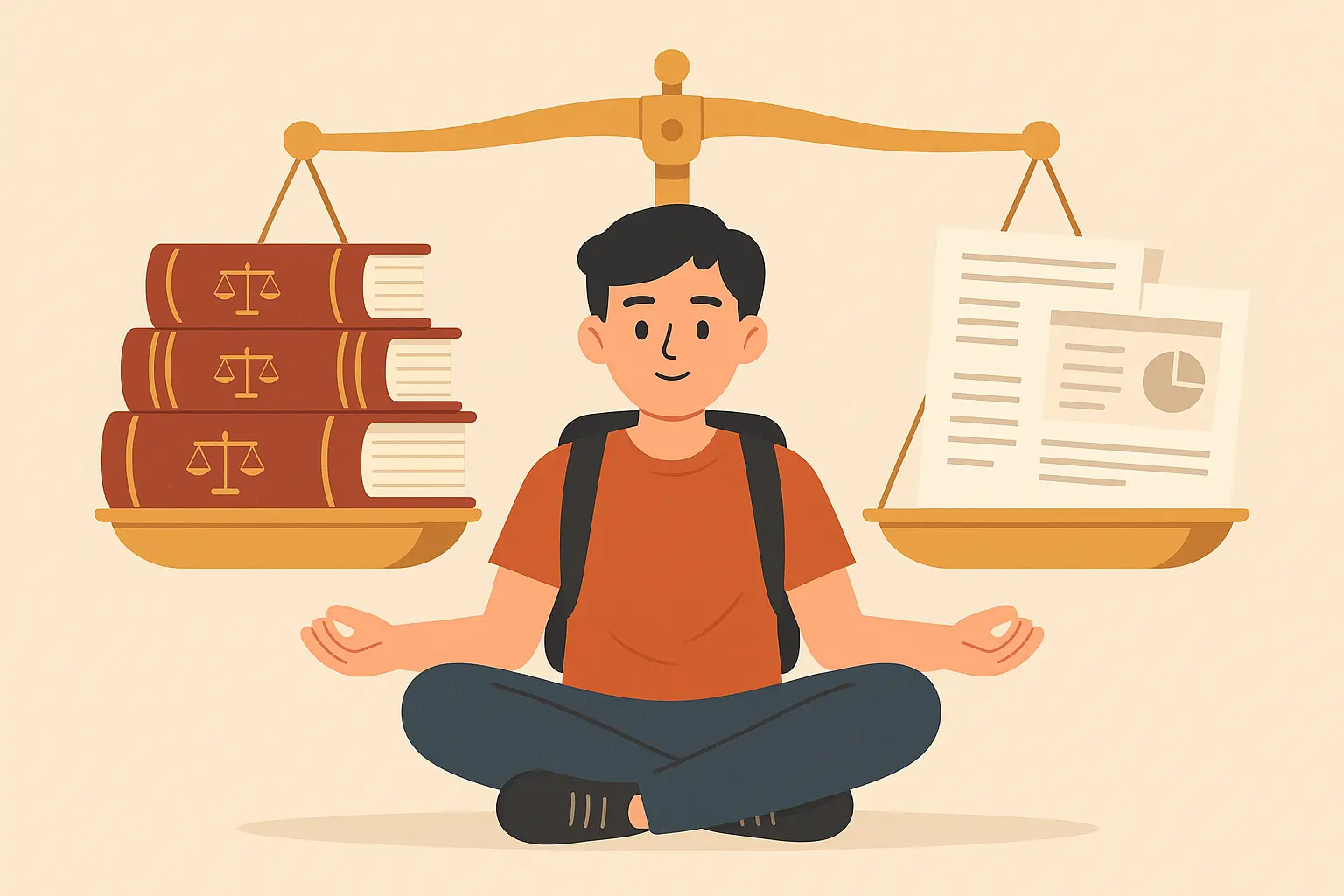 Student working while studying law