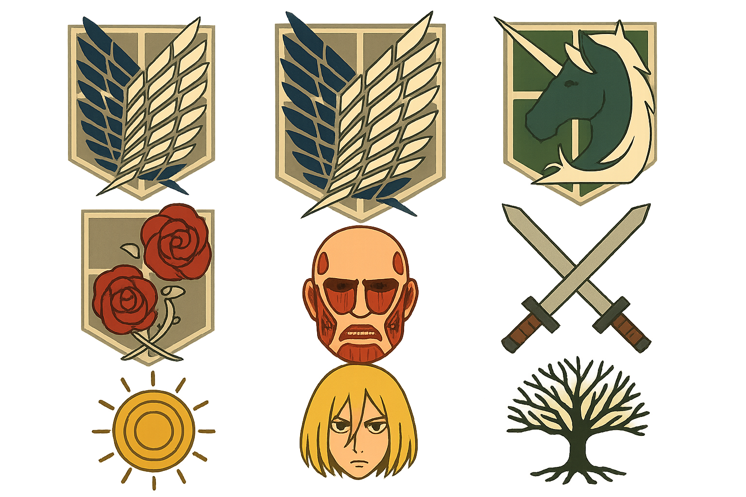 Attack on Titan symbolic tattoo emblems