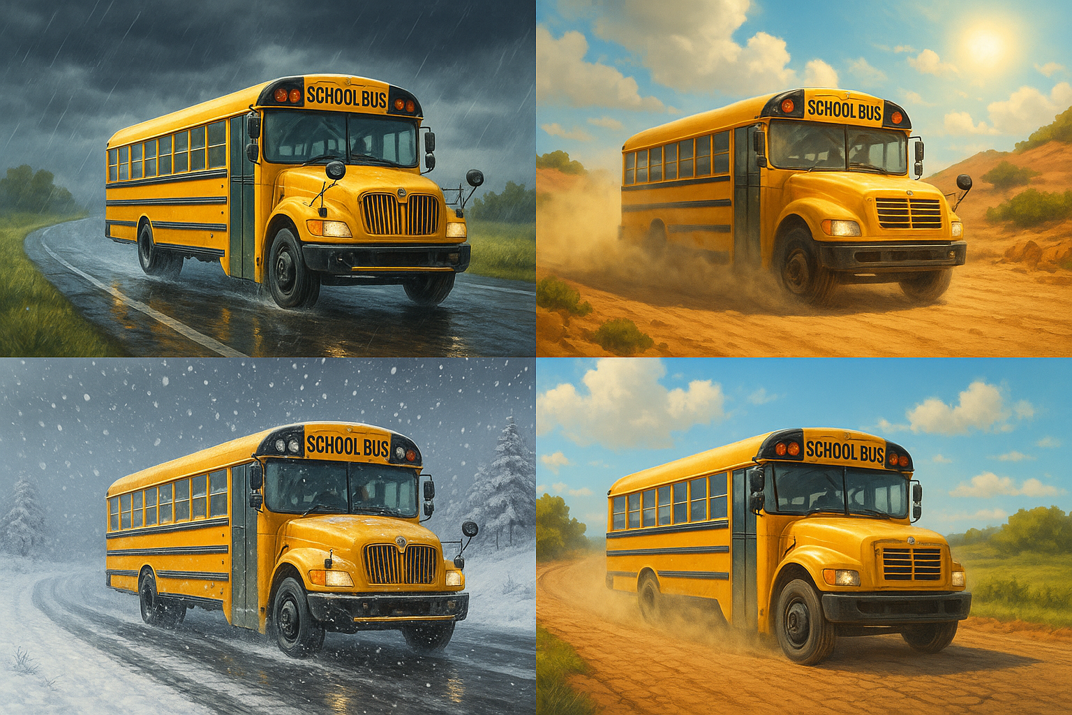 Bus driver checking weather conditions