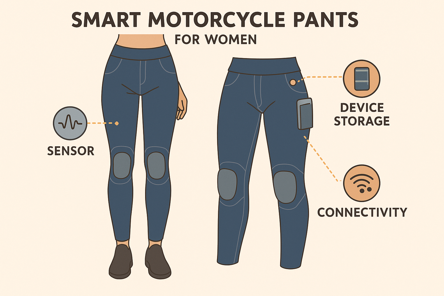 Smart technology integration in motorcycle pants