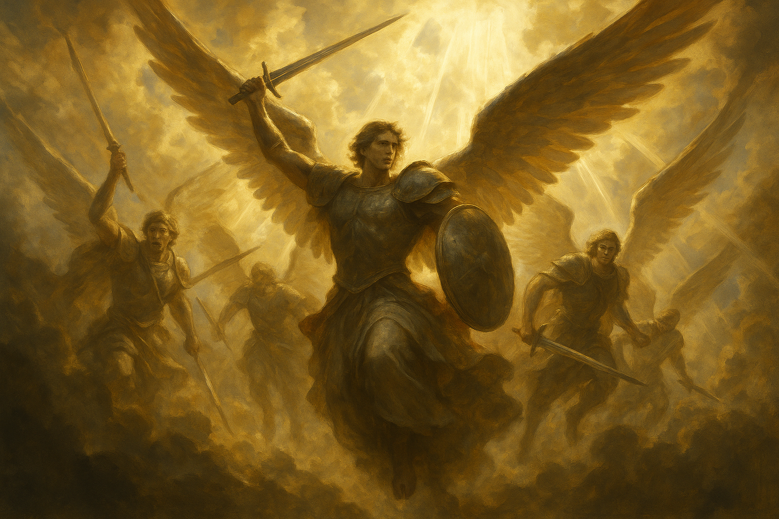 Heavenly war archangel composition tattoo