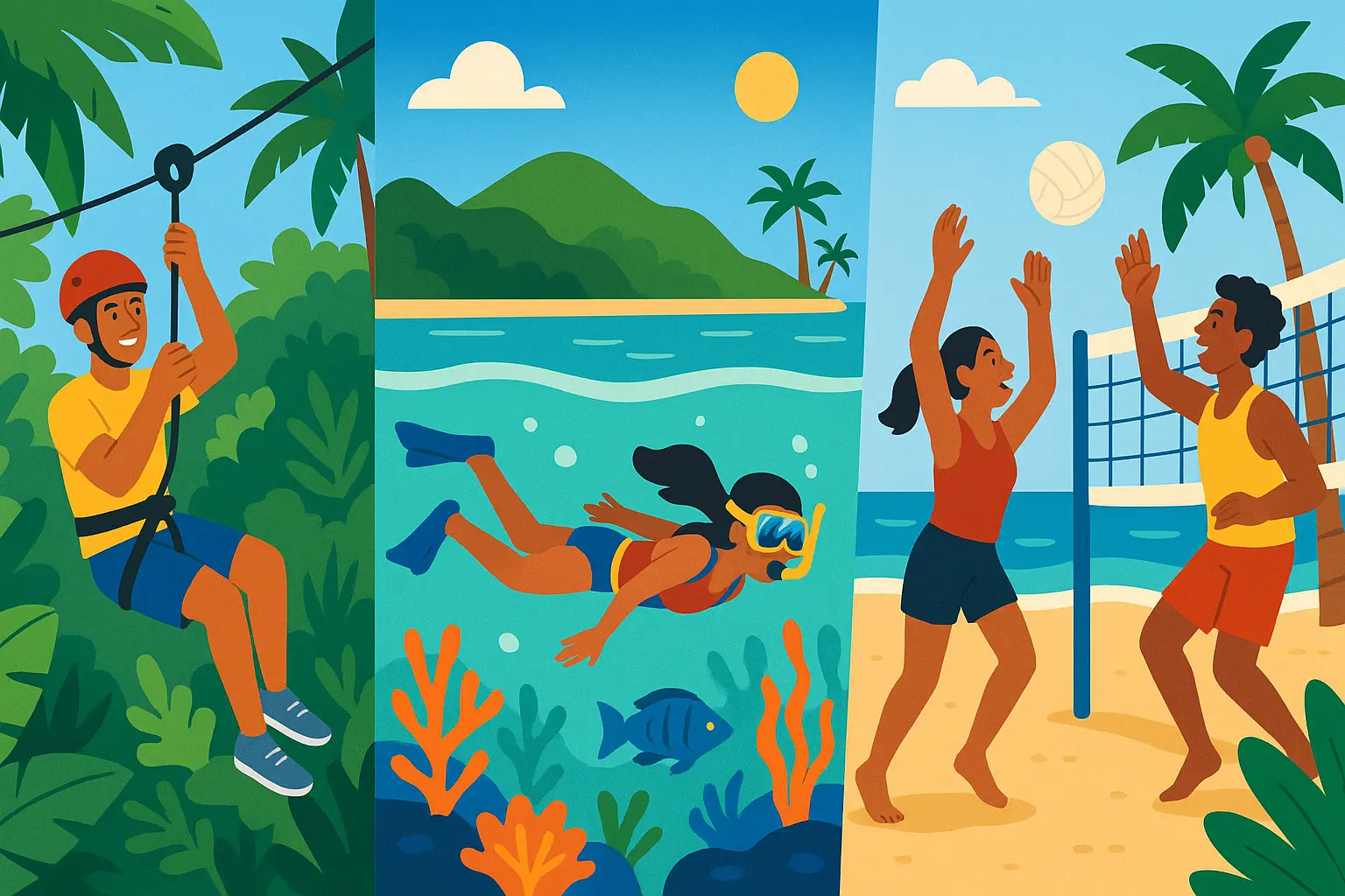 Group of friends celebrating on tropical beach