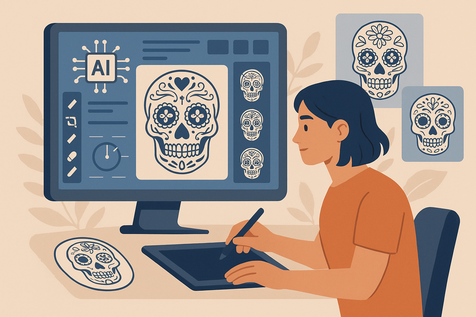 AI-generated sugar skull tattoo designs