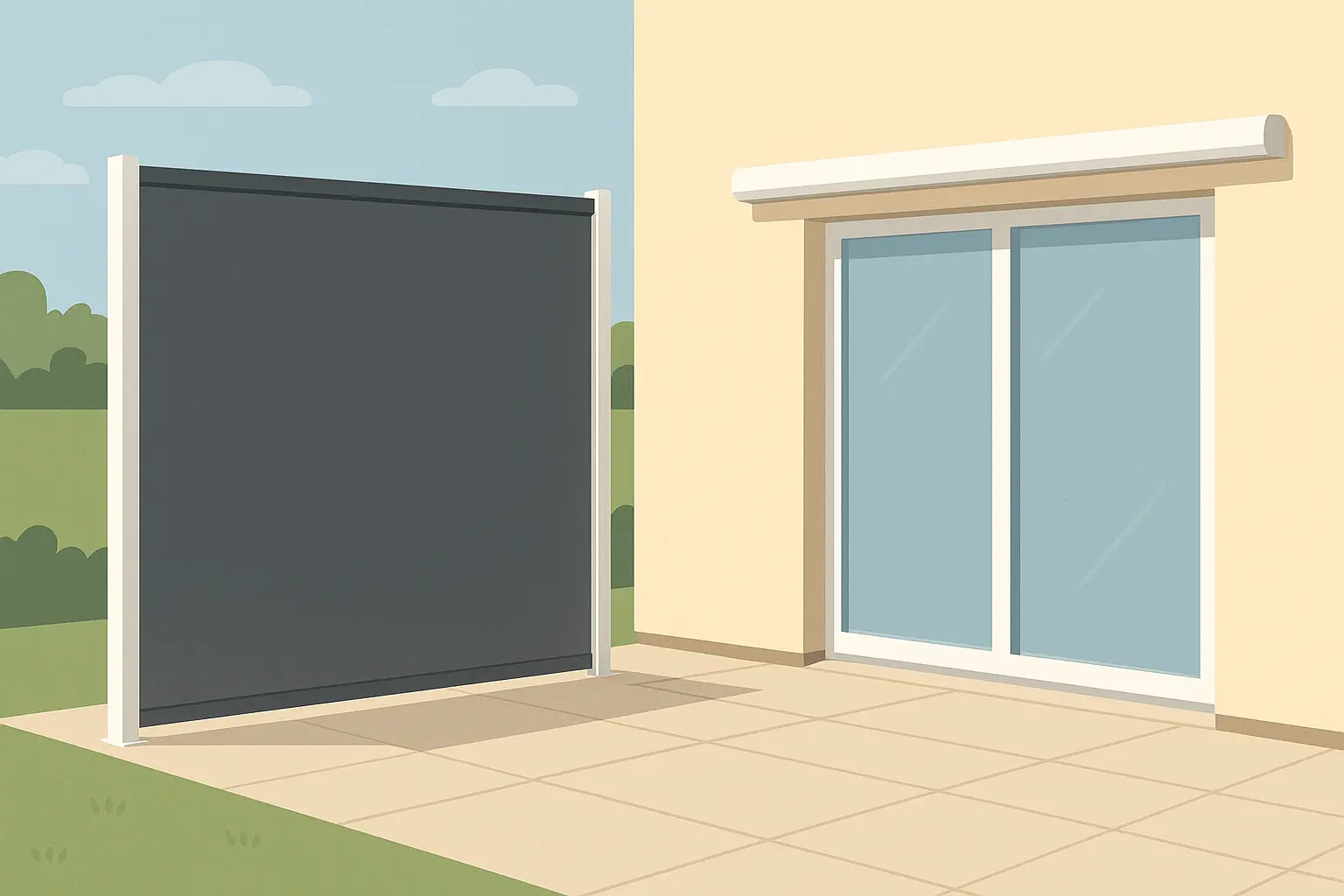 Retractable screen system extending from hidden cassette