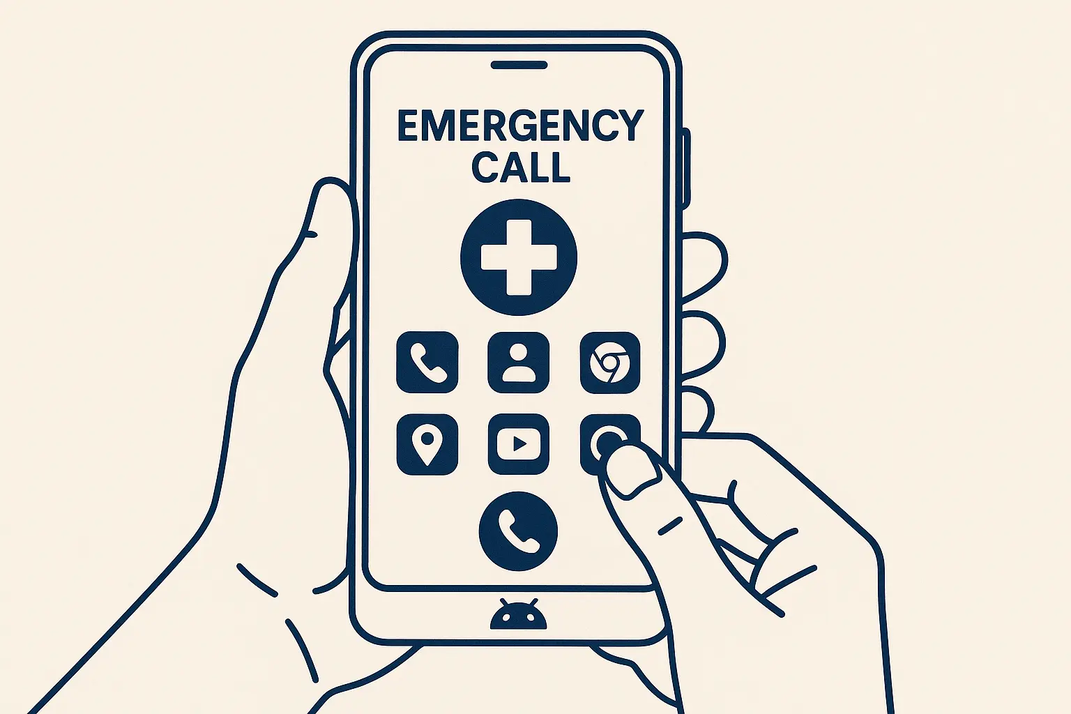 Android phone emergency call screen interface