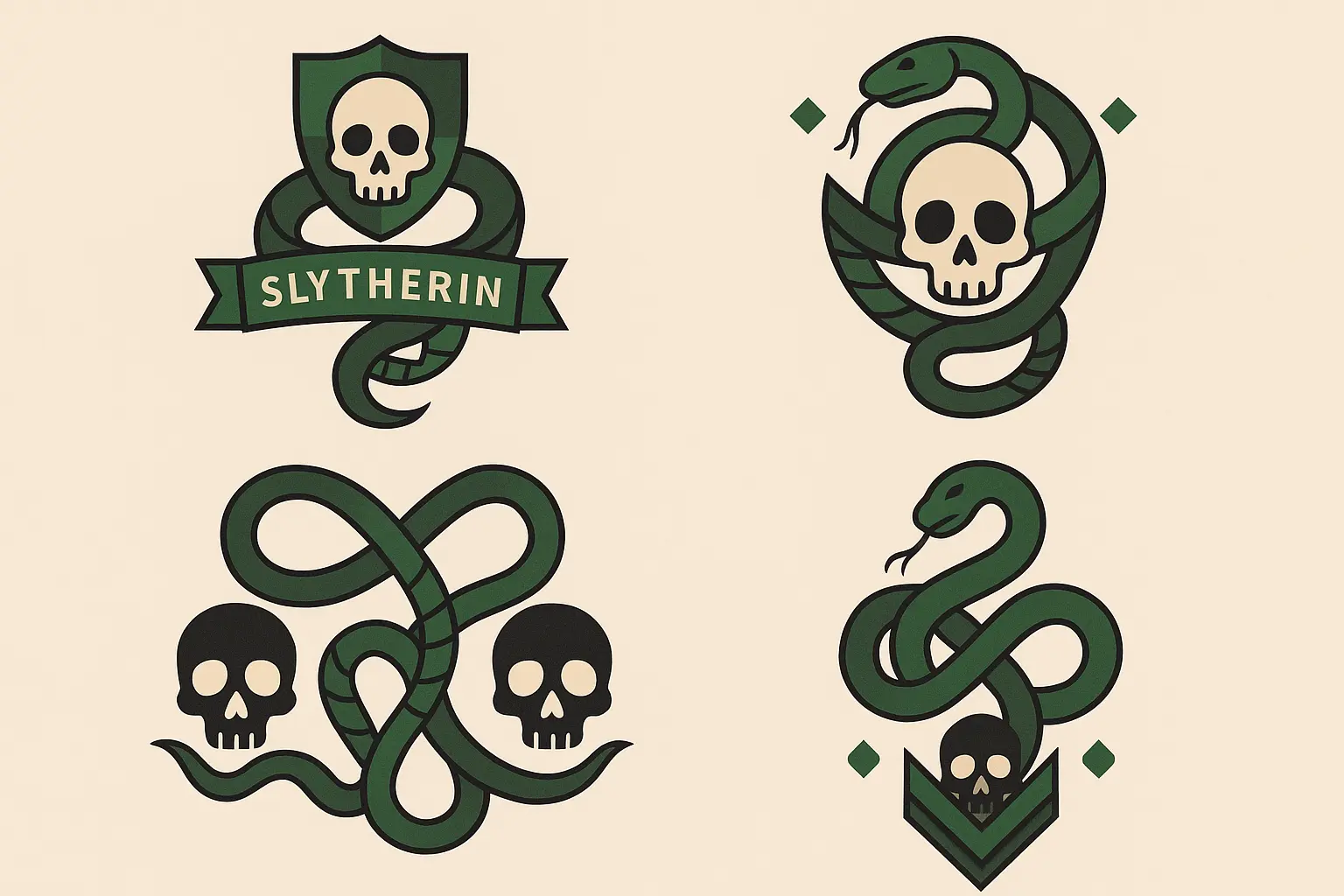 Slytherin and house-themed dark mark variations