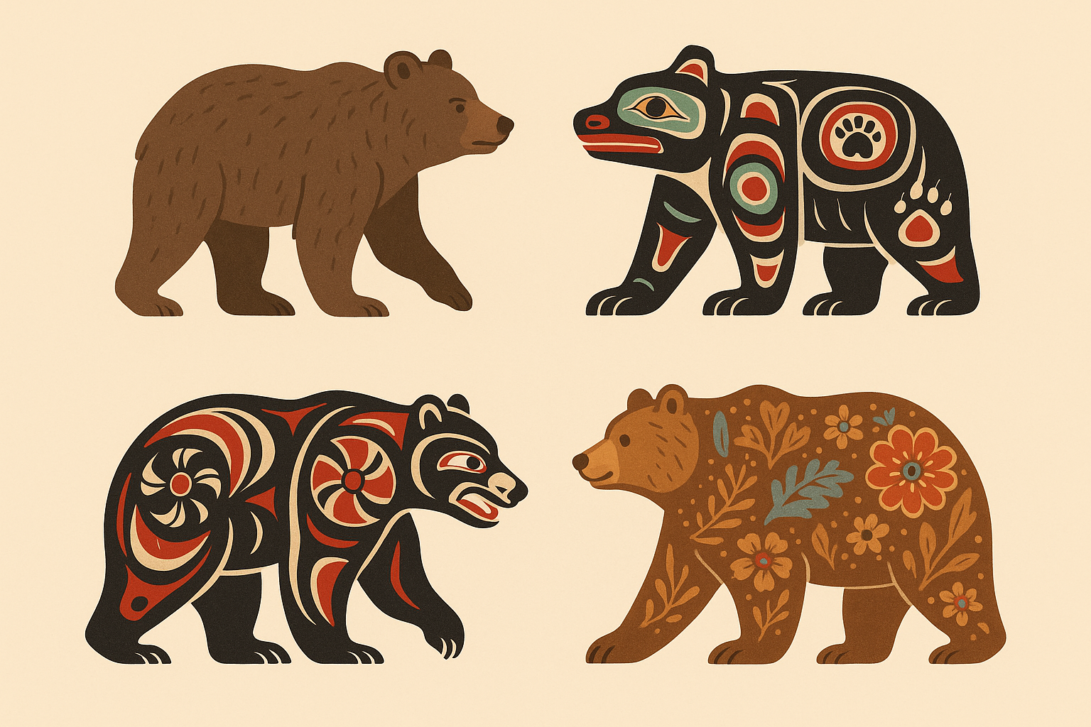 Cultural bear tattoo design research