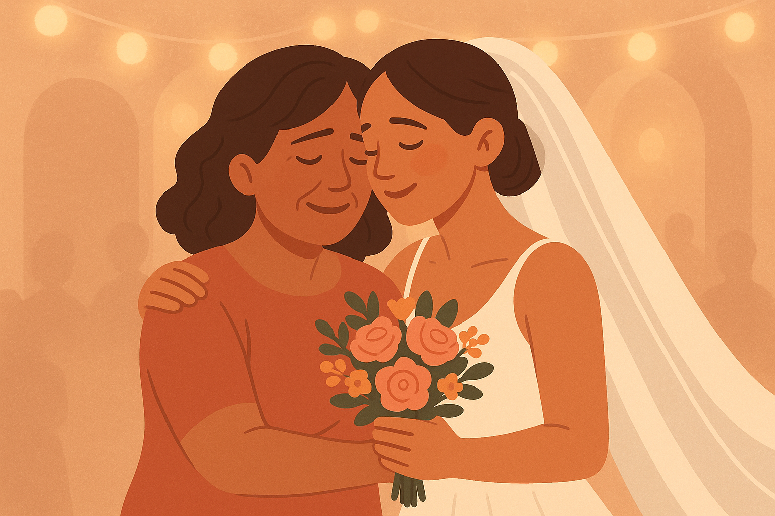 Emotional mother of the bride wiping tears during heartfelt speech
