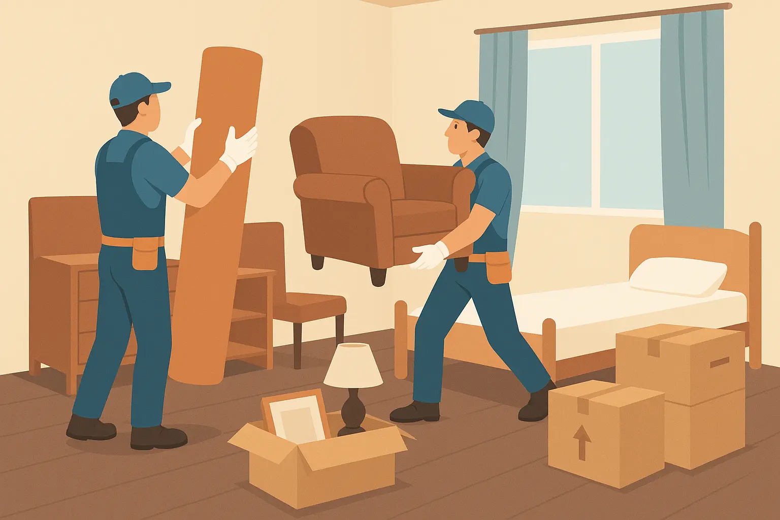 Professional junk removal service clearing room