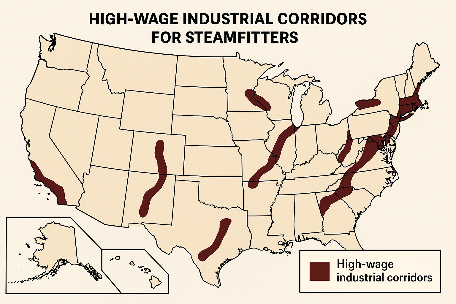 Geographic wage distribution for steamfitters