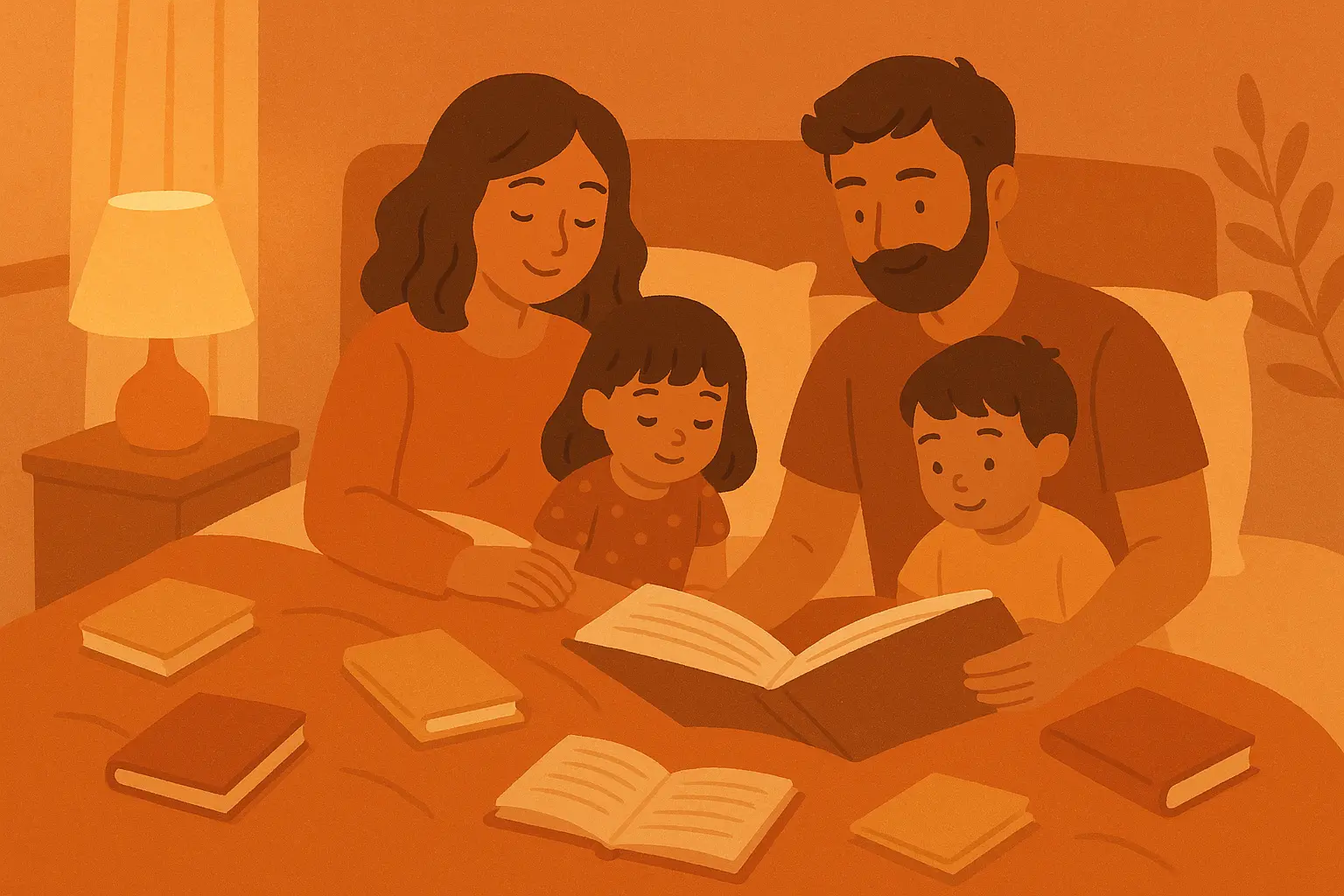 Parent and child enjoying bedtime story together