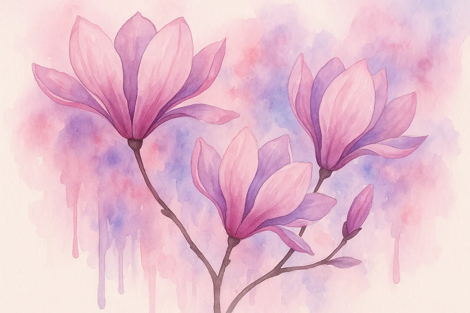 Abstract watercolor magnolia tattoo design